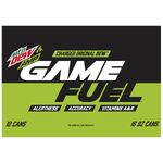 The official Amp Game Fuel Charged (Original Dew) 16 oz. 12-pack design (side).