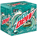 Baja Blast's 24-pack design from 2021 to 2023 (left).