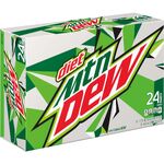 The current Diet Mountain Dew 24-pack design (left).