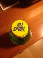 Top of the cap of a Diet Sport bottle.