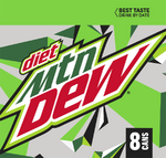 Diet Mountain Dew's contemporary 8-pack design (side).