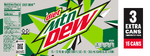 The current Diet Mountain Dew 15-pack design (top).