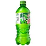 Diet Mountain Dew's Sidekick 20 oz. bottle design from 2023 until 2025 (side; version with "100% Recycled").