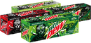 Mountain Dew, Diet Mountain Dew, Mountain Dew Zero Sugar, and Code Red's 12-pack designs during the Call of Duty: Modern Warfare 2 promotion.