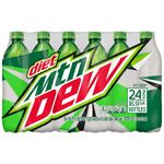 Diet Mountain Dew's contemporary shrink-wrapped 24-pack 16.9 oz. design.