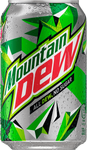 The current Mountain Dew All Dew No Sugar can design (wet).