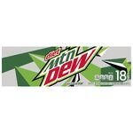 The current Diet Mountain Dew 18-pack design (top).