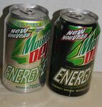 Can designs of Dew Fuel alongside its diet variant before they were rebranded (Left side).