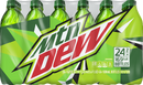 Mountain Dew's current shrink-wrapped 24-pack 16.9 oz. bottle design.