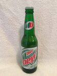 Diet Mountain Dew's contemporary West Jefferson Dr. Pepper glass bottle design.