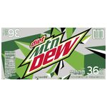 The current Diet Mountain Dew 36-pack design (top).