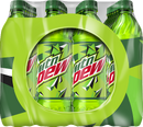 Mountain Dew's current shrink-wrapped 24-pack 16.9 oz. bottle design (side).