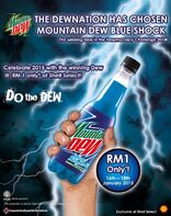 Promotional artwork announcing Blue Shock's victory in DEWmocracy Malaysia.