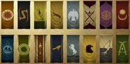 The last three banners on the bottom row are duplicates, allowing the player to share the same banner as the lords or claimant that already use them