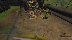 A lot of equipment can be found at the initial siege area, including extra shields.