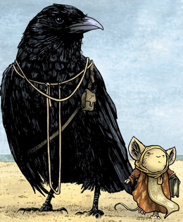 Em disembarks from her crow friend during the spring of 1115.