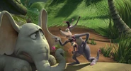 Sour Kangaroo threatening Horton to be quiet about his belief in the speck–especially around the children.