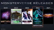 The MonsterVerse Movie Slate shown in 2025, featuring Matt Shakman's Mothra.