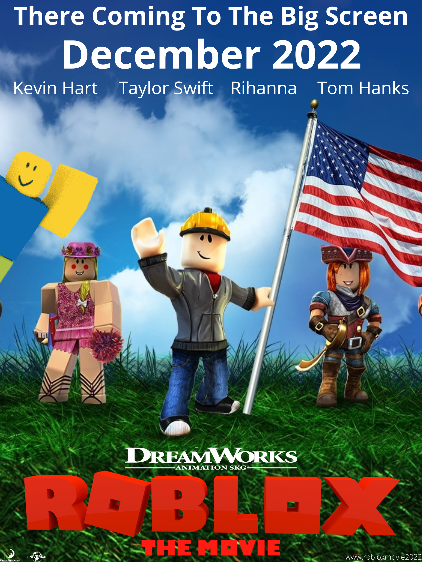 Movie poster featuring pixar characters in roblox style