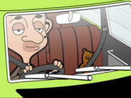 Bean and teddy inside the mini at the 2015 cartoon.