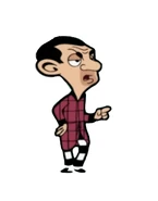 Mr. Bean's other pyjamas. He's also wearing a dark red bathrobe.