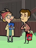 Declan and Irma laughing.