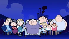 The audience watching Bean's film.