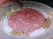 A raw, uncooked steak.