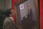 Bean staring at the painting