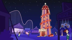 Bean now runs to the Helter Skelter, and the guy runs behind him.