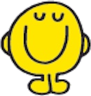 Mr. Happy on the back cover of the Mr. Men Books published in the 1970's.