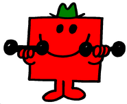 Mr. Strong lifting dumbbells