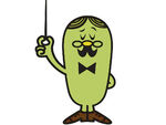 Mr. Fussy holding a staff