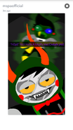 17:59 Gamzee sends a selfie to Jake of himself dressed as Caliborn, and Caliborn in the background dressed as Jake.