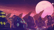 Scene in Outglut showing the pink moon from Hiveswap Friendsim.