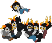 Various unnamed bronze and rust train passengers, including a Taurpio (left) and an unclear sign (right)