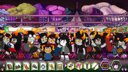 Joey and Xefros stand among a crowd of Rustbloods and Bronzebloods in their train car.