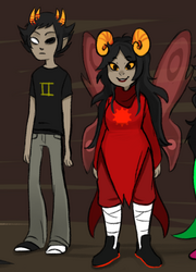 Aradia and Sollux greeting ghost Eridan