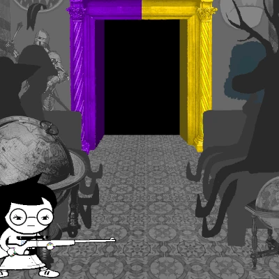 The silhouettes of the four houseguests.