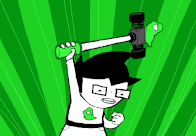 Джон, вооружённый пружинным молотом.