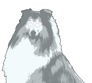 Skylla's lusus, known as Ladyy, from her route in Volume 3 . An oversized Rough Collie.