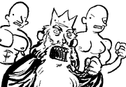 Angry king with guards