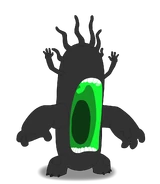 A monster with two sets of arms and scalp tentacles.