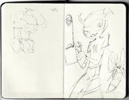 Andrew Hussie's first concept sketches of Tavros and Kanaya Maryam.