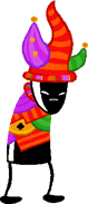 Jack Noir with harlequin hat.