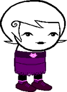 Roxy in her purple dress.