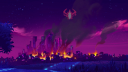 The Alternian city of Thrashthrust and its subgrub Outglut, as seen in Hiveswap.