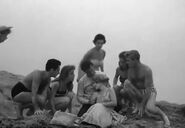 Appearing (far right) in Sorority Girl
