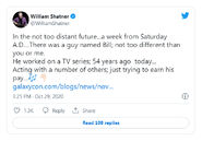 Shatner tweets quoting the MST3K theme song
