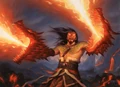 Sarkhan can transform parts of his body into dragon parts.